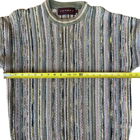 VTG Tundra Canada Sweater Women's sz L Stripe 3D Knit Cosby Coogi Biggie Hip Hop - Picture 10 of 11